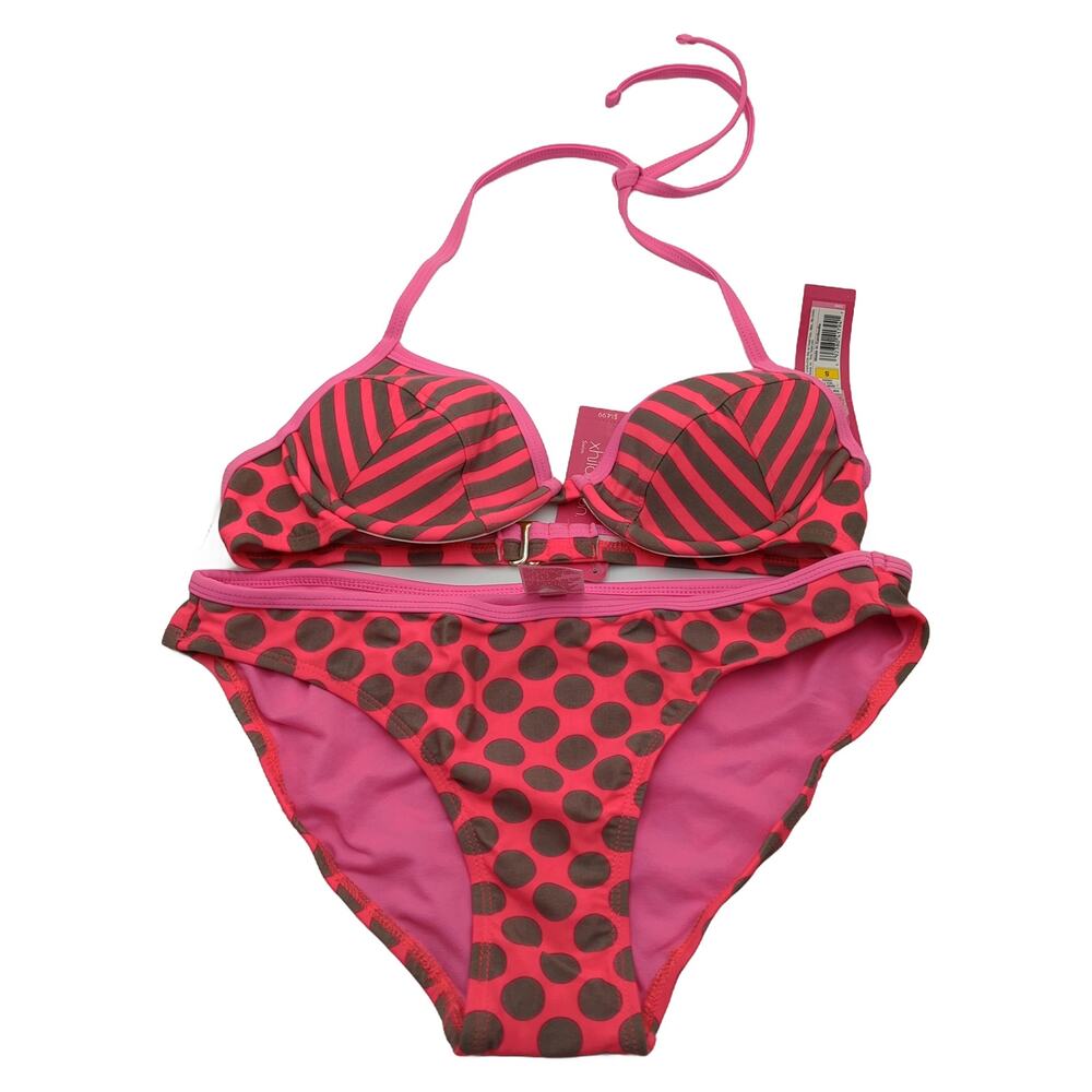Xhilaration S/P Push-Up Polka Dot Bikini Set Pink Brown